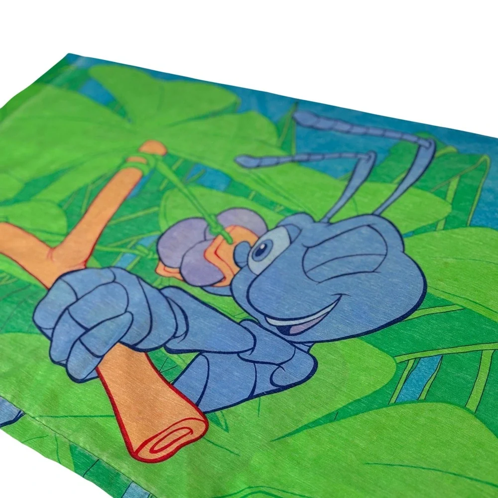 Vintage Disney Pixar A Bugs Life Flik Standard Pillowcase 90s Made in USA Green
